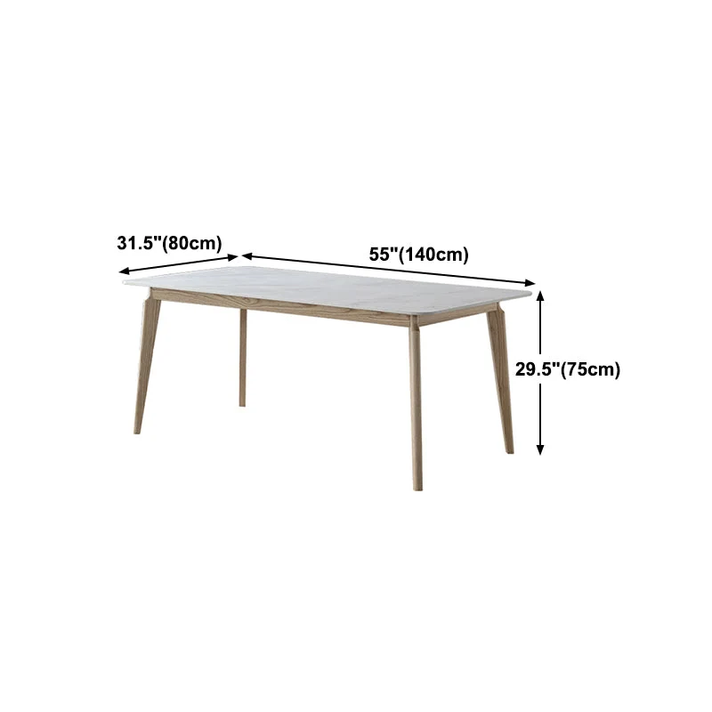Tavolo da pranzo rettangolare Tavolo fisso tono bianco con piano pietra sinterizzata Clearhalo