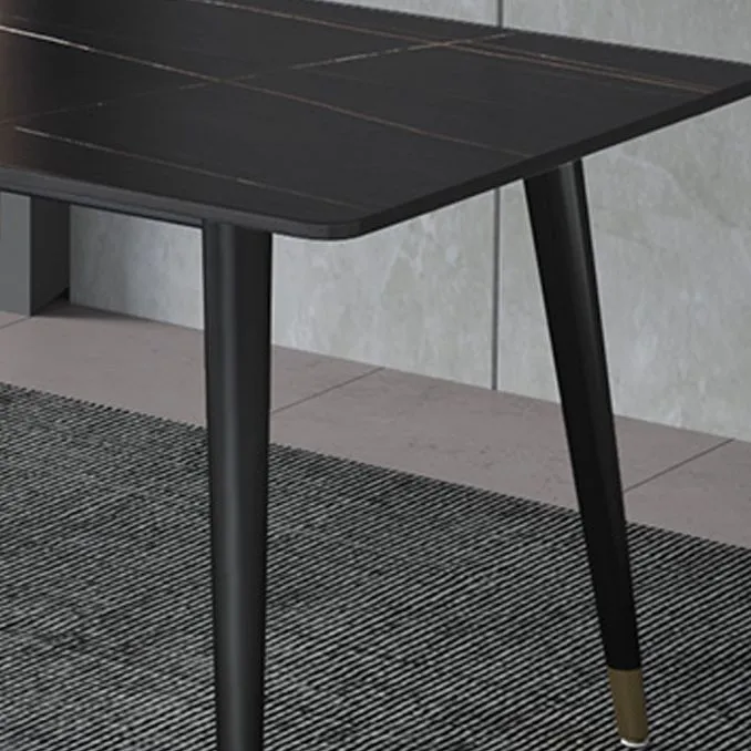 Tavolo da pranzo rettangolare Tavolo da pranzo con piano pietra e base ferro Clearhalo