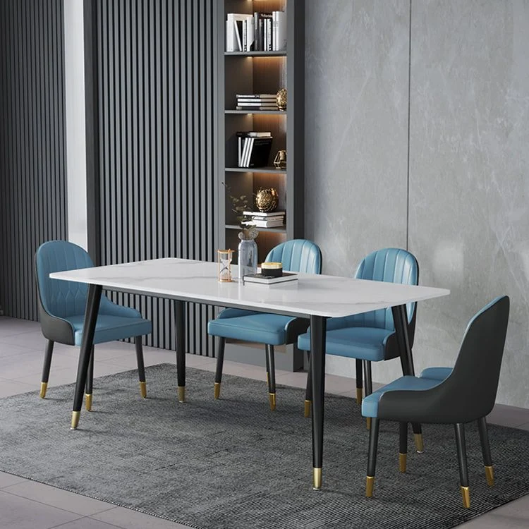 Tavolo da pranzo rettangolare Tavolo da pranzo con piano pietra e base ferro Clearhalo