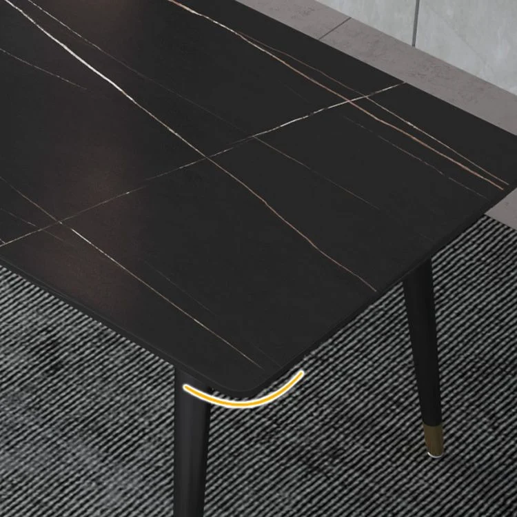 Tavolo da pranzo rettangolare Tavolo da pranzo con piano pietra e base ferro Clearhalo