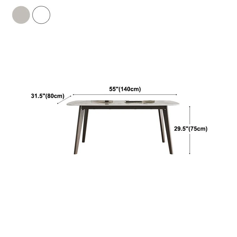 Tavolo da pranzo rettangolare Tavolo da pranzo con base legno massello di rovere con 4 gambe Clearhalo