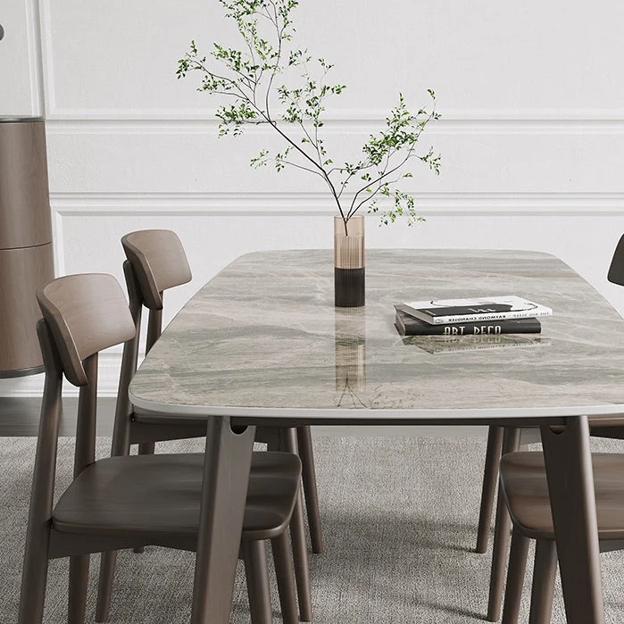 Tavolo da pranzo rettangolare Tavolo da pranzo con base legno massello di rovere con 4 gambe Clearhalo