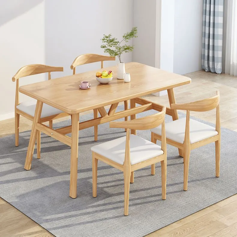 Tavolo da pranzo rettangolare Tavolo da pranzo con base su trespolo noce e naturale Clearhalo