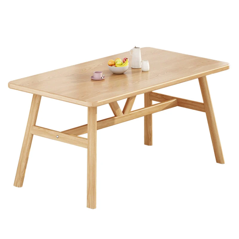 Tavolo da pranzo rettangolare Tavolo da pranzo con base su trespolo noce e naturale Clearhalo