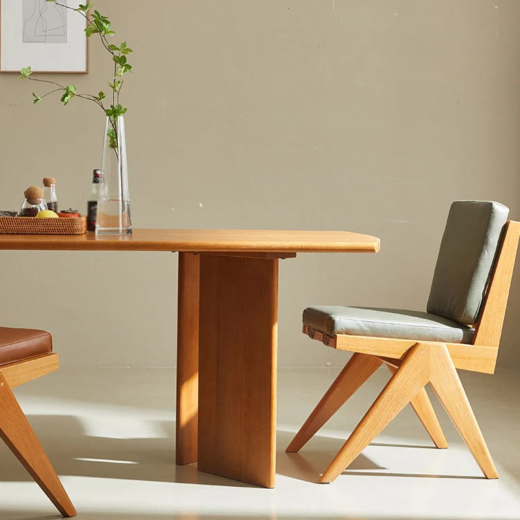 Tavolo da pranzo rettangolare Tavolo da pranzo legno massello di pino con gambe con finitura naturale Clearhalo