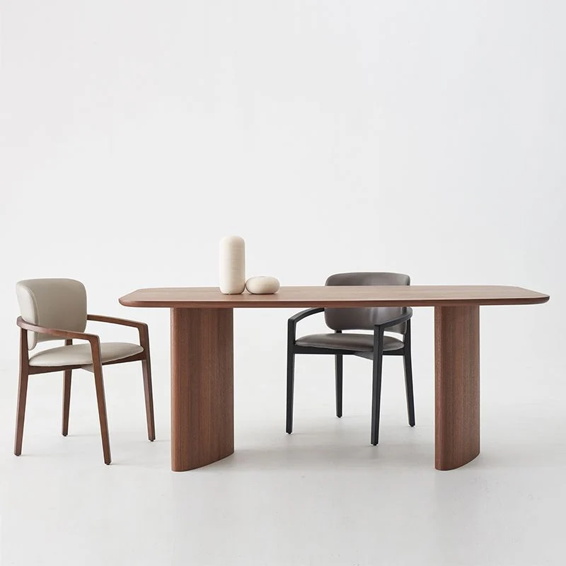 Tavolo da pranzo rettangolare Tavolo da pranzo legno massello con doppio piedistallo Clearhalo