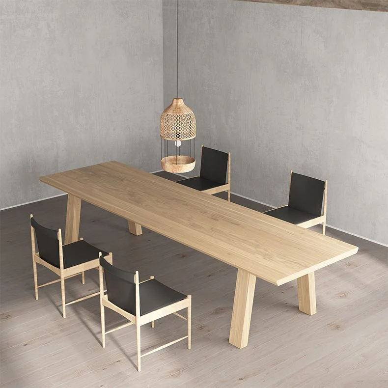 Tavolo da pranzo rettangolare Tavolo da pranzo legno massello con 4 gambe per cucina Clearhalo