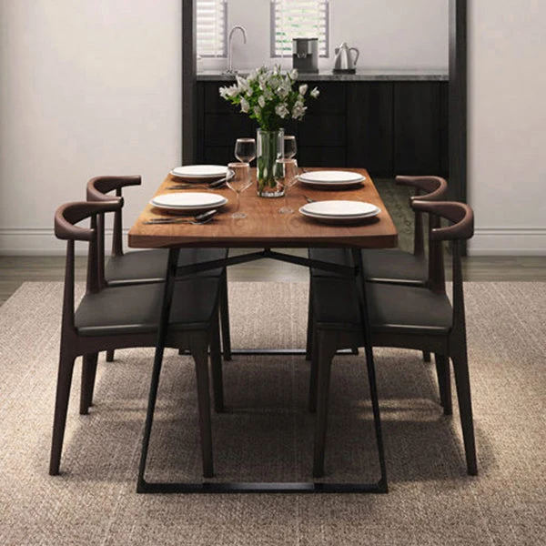 Tavolo da pranzo rettangolare Tavolo da pranzo legno massello di pino con base slitta Clearhalo