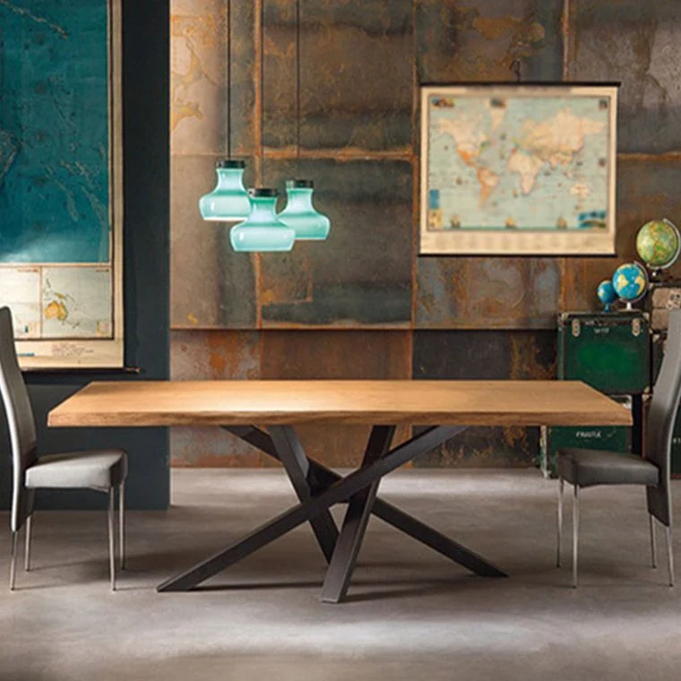 Tavolo da pranzo rettangolare Tavolo da pranzo moderno con piedistallo legno marrone Clearhalo