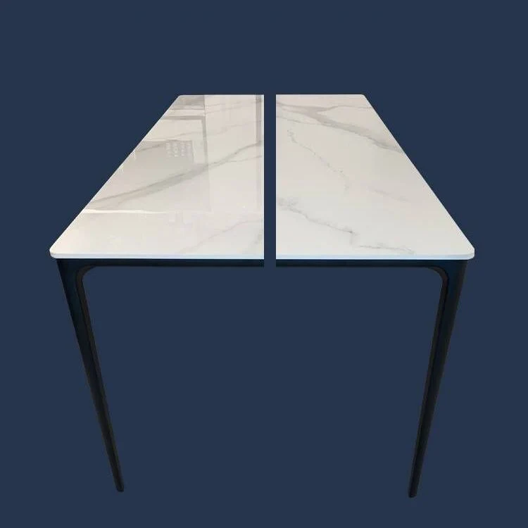 Tavolo da pranzo rettangolare Tavolo da pranzo moderno pietra bianca per la casa Clearhalo