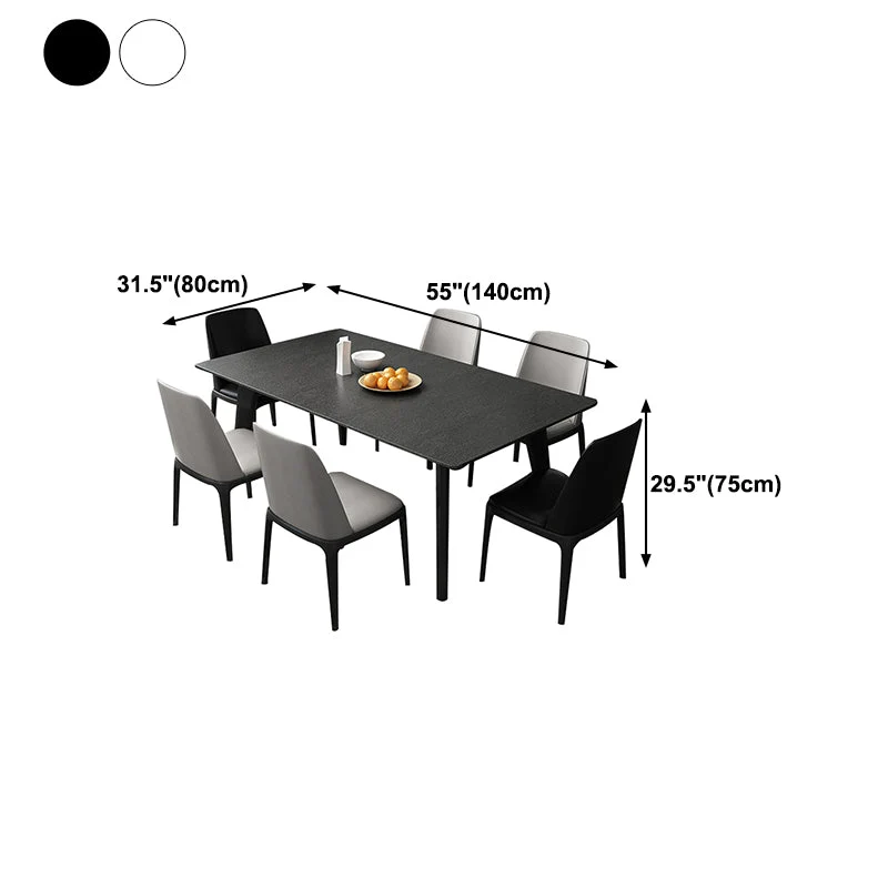 Tavolo da pranzo rettangolare Tavolo da pranzo pietra sinterizzata con 4 gambe Clearhalo