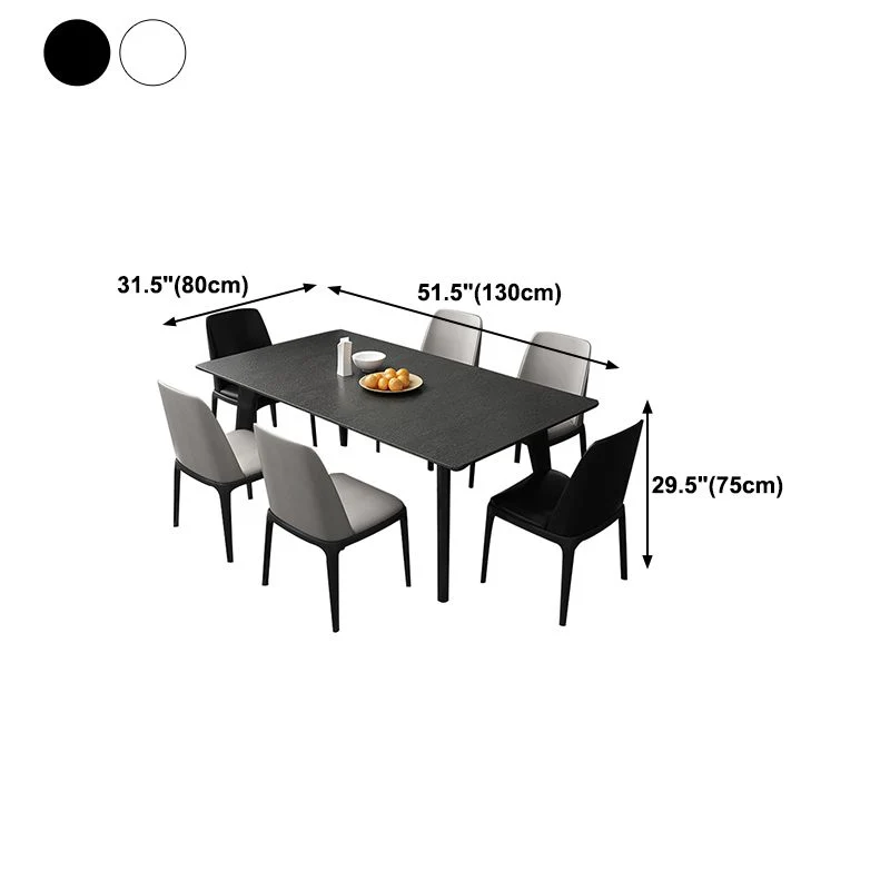 Tavolo da pranzo rettangolare Tavolo da pranzo pietra sinterizzata con 4 gambe Clearhalo