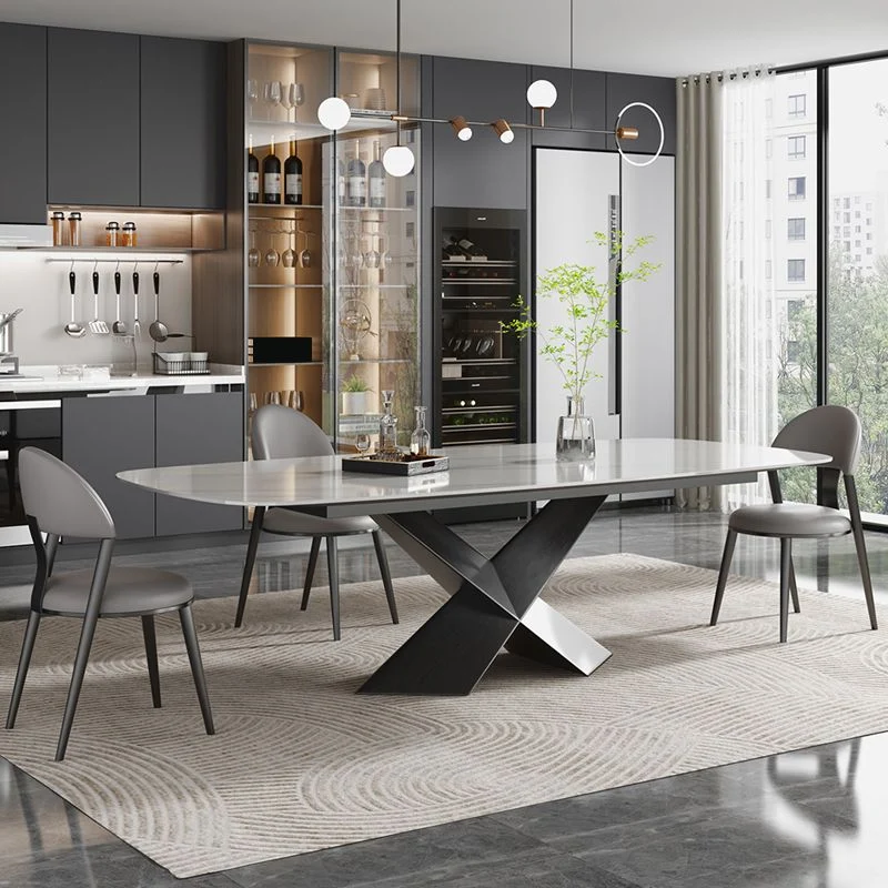 Tavolo da pranzo rettangolare Tavolo da pranzo pietra sinterizzata per sala da pranzo Clearhalo