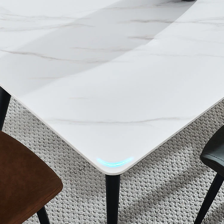 Tavolo da pranzo rettangolare Tavolo da pranzo pietra con 4 gambe per sala da pranzo Clearhalo