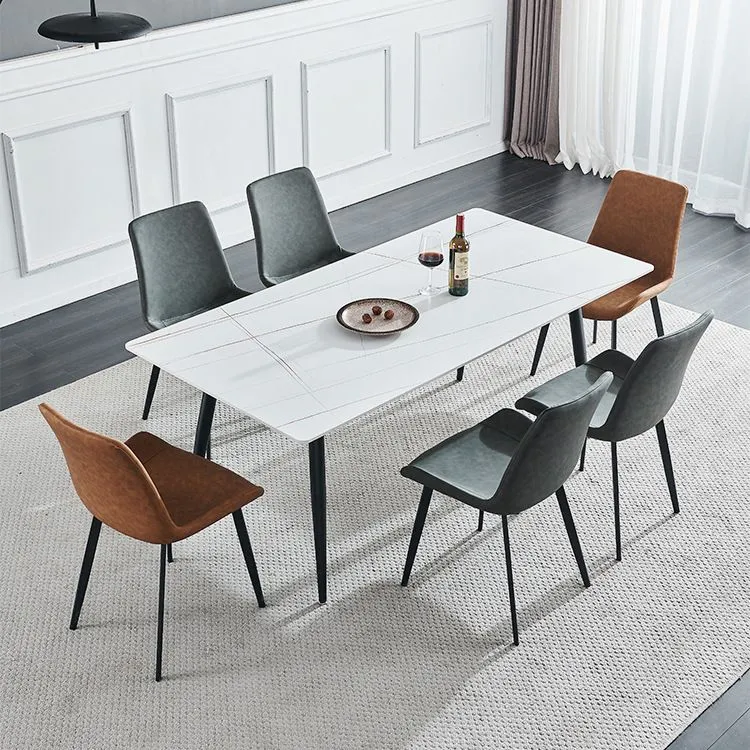 Tavolo da pranzo rettangolare Tavolo da pranzo pietra con 4 gambe per sala da pranzo Clearhalo