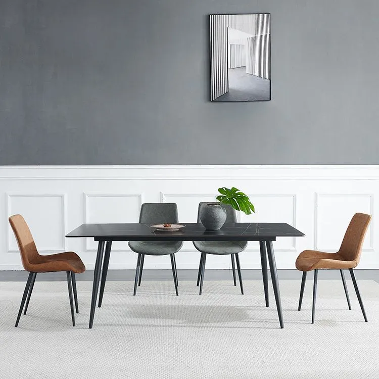 Tavolo da pranzo rettangolare Tavolo da pranzo pietra con 4 gambe per sala da pranzo Clearhalo