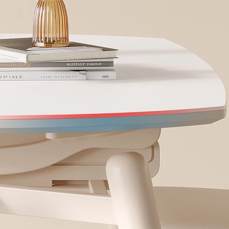 Tavolo da pranzo rotondo allungabile moderno con piano pietra bianca con doppia anta Clearhalo