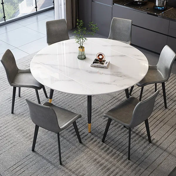 Tavolo da pranzo rotondo allungabile Tavolo da pranzo moderno pietra Clearhalo