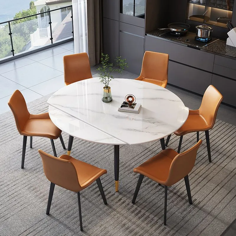 Tavolo da pranzo rotondo allungabile Tavolo da pranzo moderno pietra Clearhalo