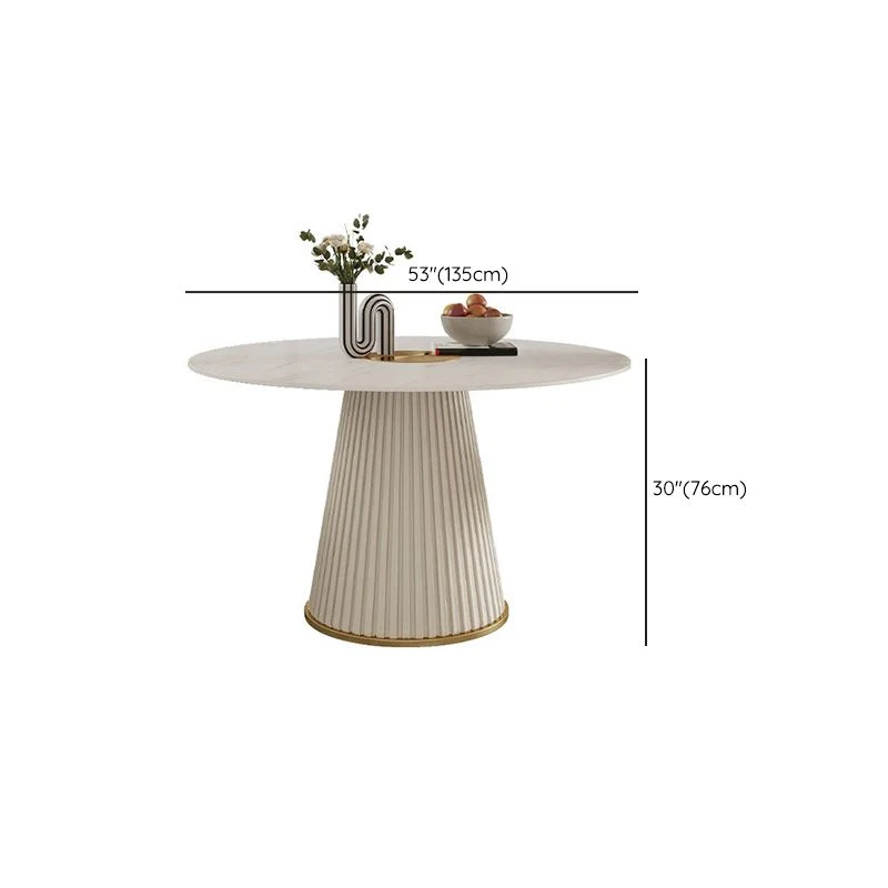 Tavolo da pranzo rotondo con base bianca Tavolo moderno pietra per cucina Clearhalo