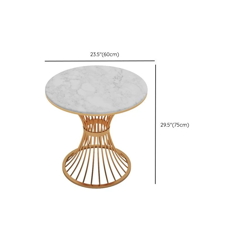 Tavolo da pranzo rotondo con base dorata Tavolo Glam finto marmo per la casa Clearhalo