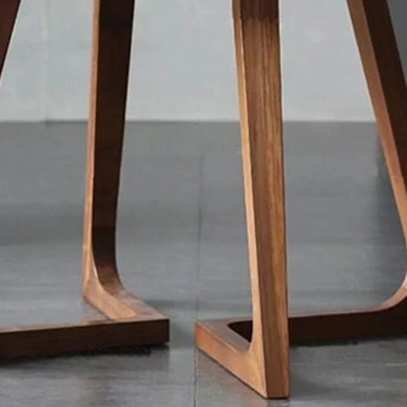 Tavolo da pranzo rotondo con base marrone Tavolo moderno legno per sala da pranzo Clearhalo
