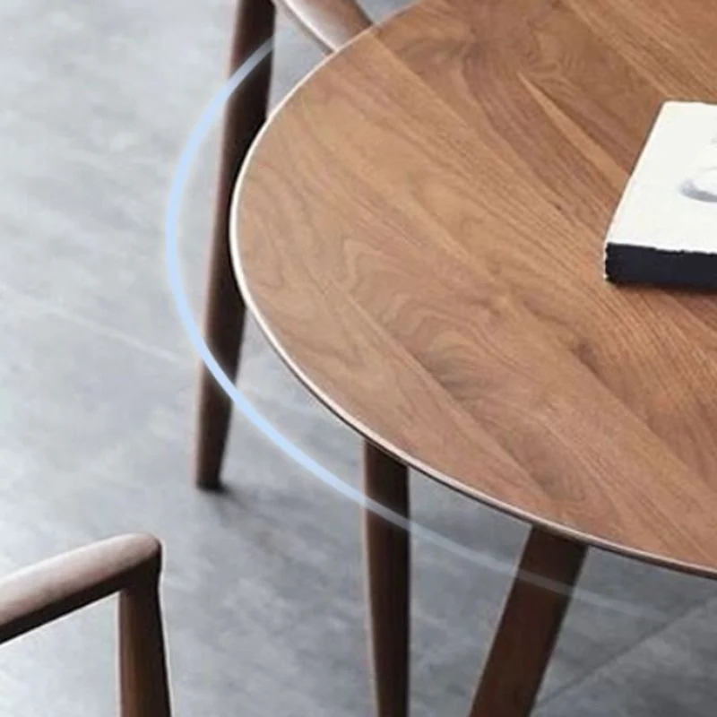 Tavolo da pranzo rotondo con base marrone Tavolo moderno legno per sala da pranzo Clearhalo