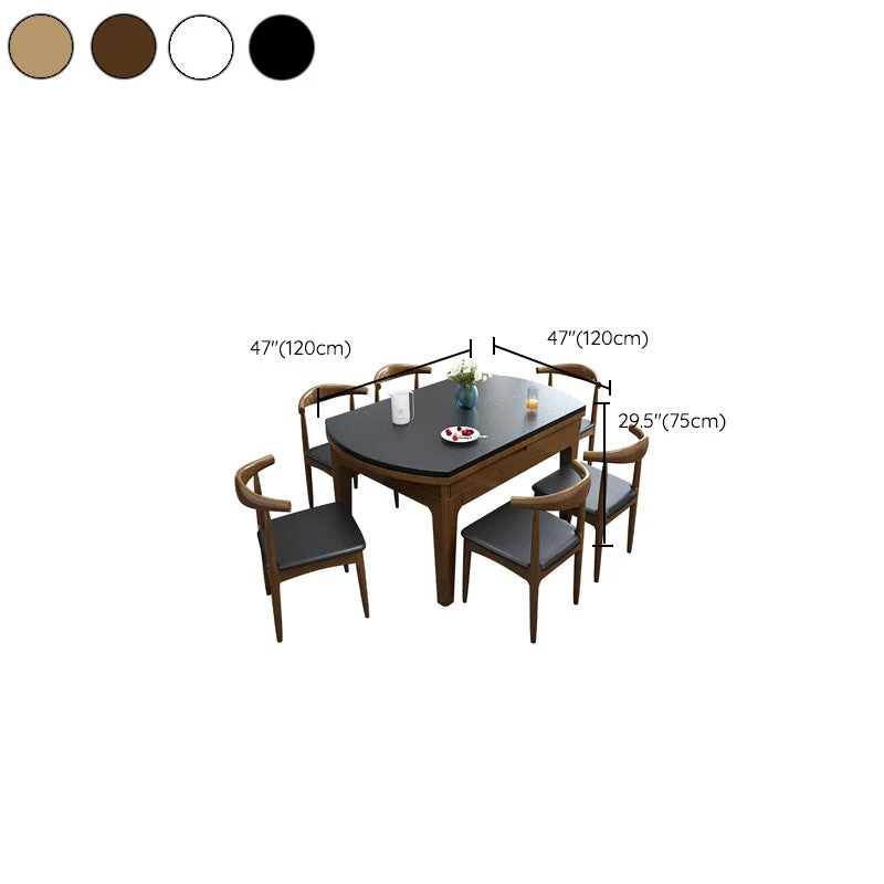 Tavolo da pranzo rotondo con mobili pietra stile moderno con ribaltina Clearhalo
