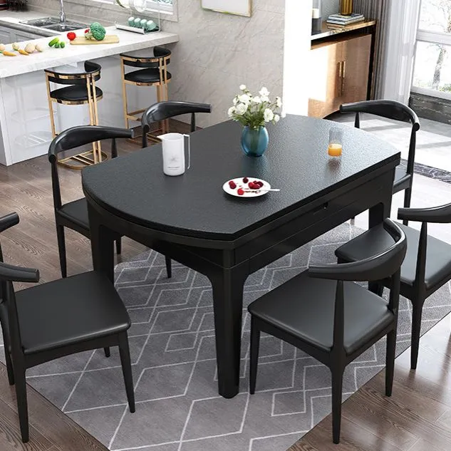 Tavolo da pranzo rotondo con mobili pietra stile moderno con ribaltina Clearhalo