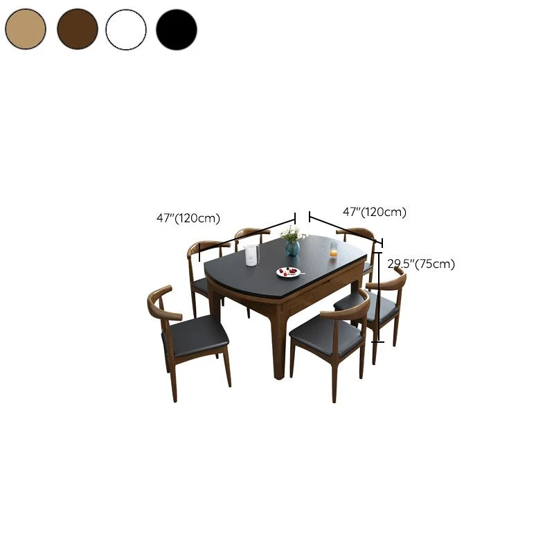 Tavolo da pranzo rotondo con mobili pietra stile moderno con ribaltina Clearhalo