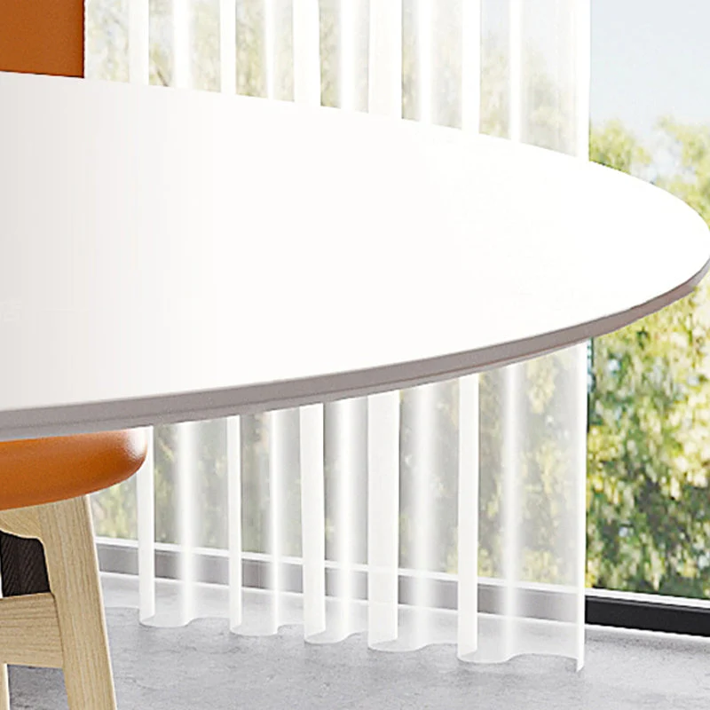 Tavolo da pranzo rotondo con piano pietra da soggiorno Tavolo da pranzo moderno con base bianca Clearhalo