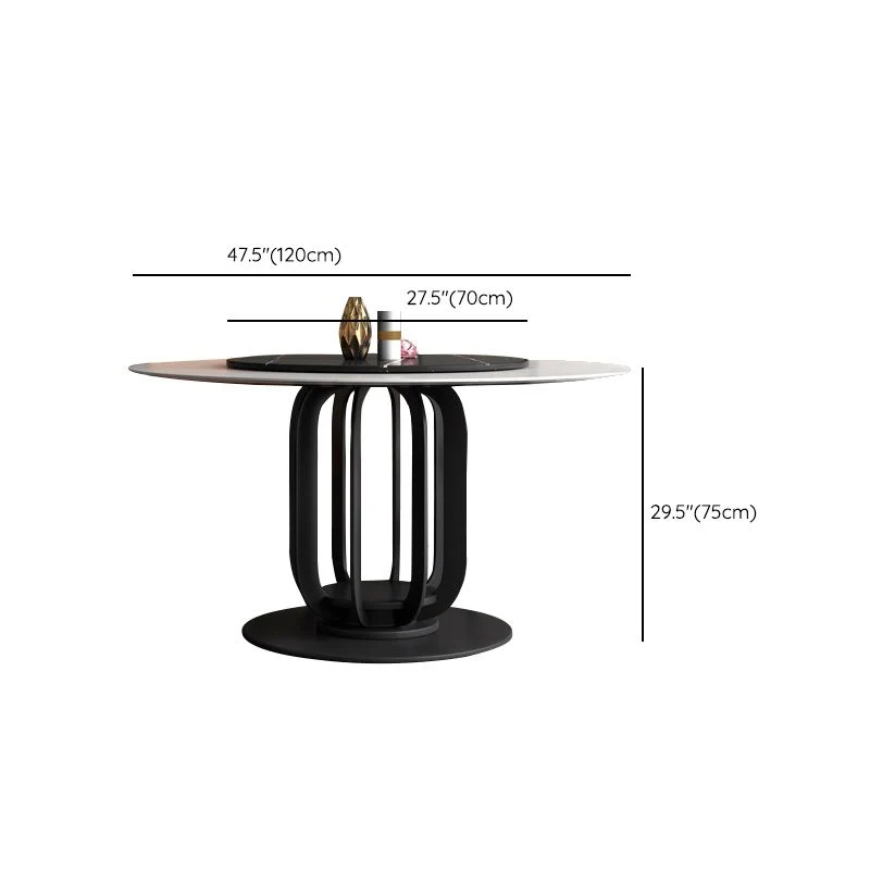 Tavolo da pranzo rotondo con piano pietra Tavolo da pranzo moderno con base metallo Clearhalo