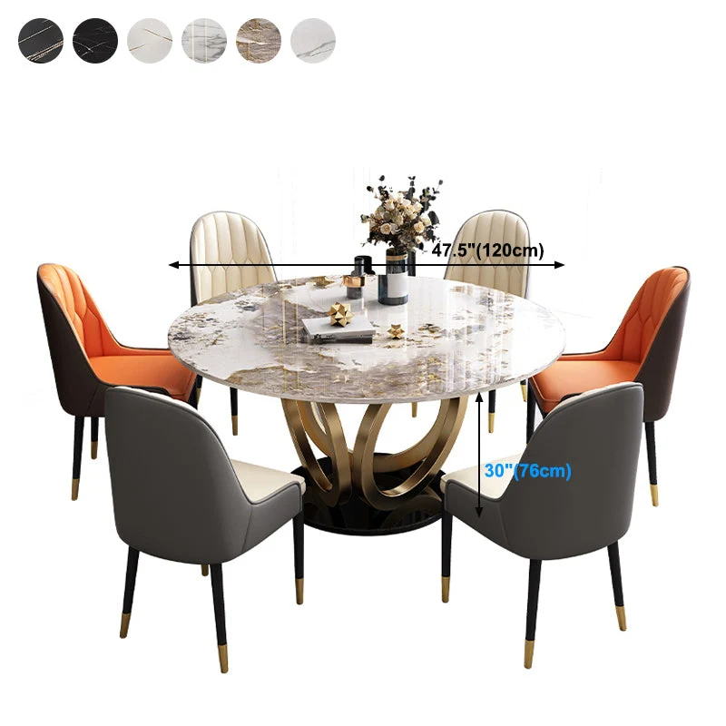 Tavolo da pranzo rotondo con piedistallo rotondo pietra sinterizzata Glam Restaurant Clearhalo