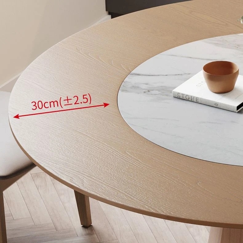Tavolo da pranzo rotondo legno massello Mobile moderno per giradischi marrone con base piedistallo Clearhalo