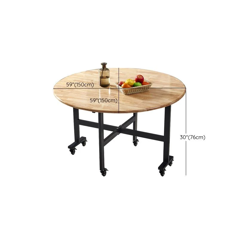 Tavolo da pranzo rotondo legno massello stile moderno colore naturale per sala da pranzo Clearhalo