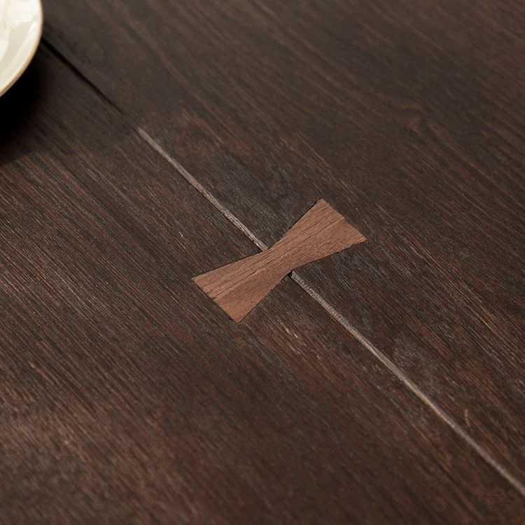 Tavolo da pranzo rotondo legno massello Tavolo da pranzo marrone 4 gambe con base metallo Clearhalo