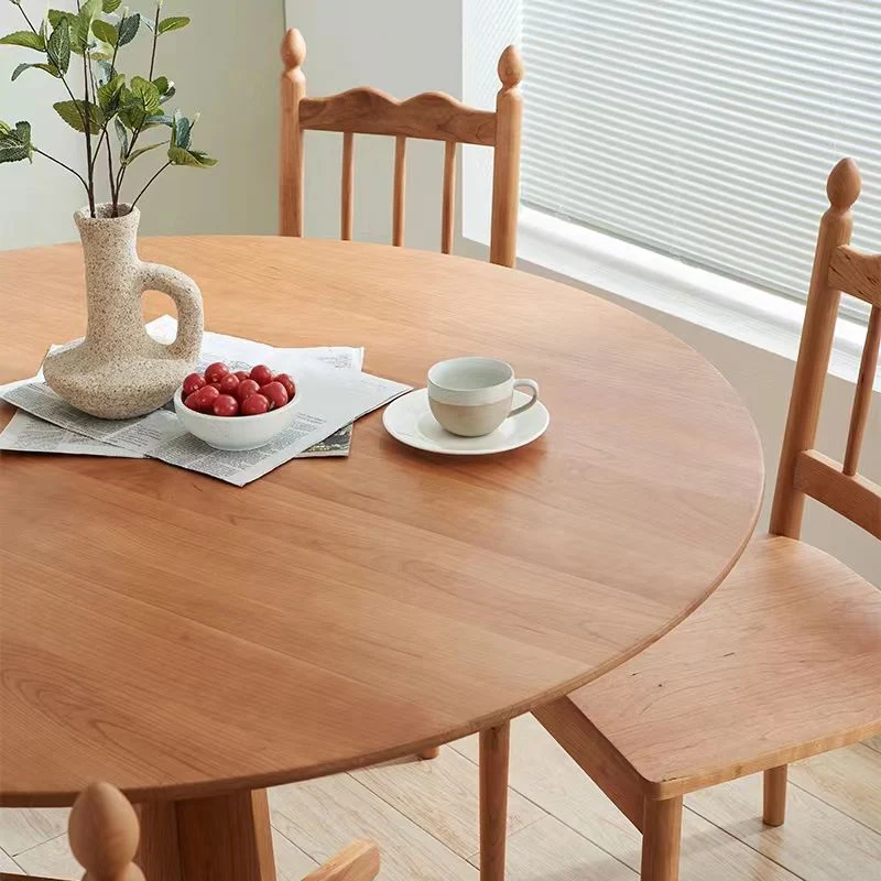 Tavolo da pranzo rotondo legno Scrivania da cucina per la casa naturale con base piedistallo Clearhalo