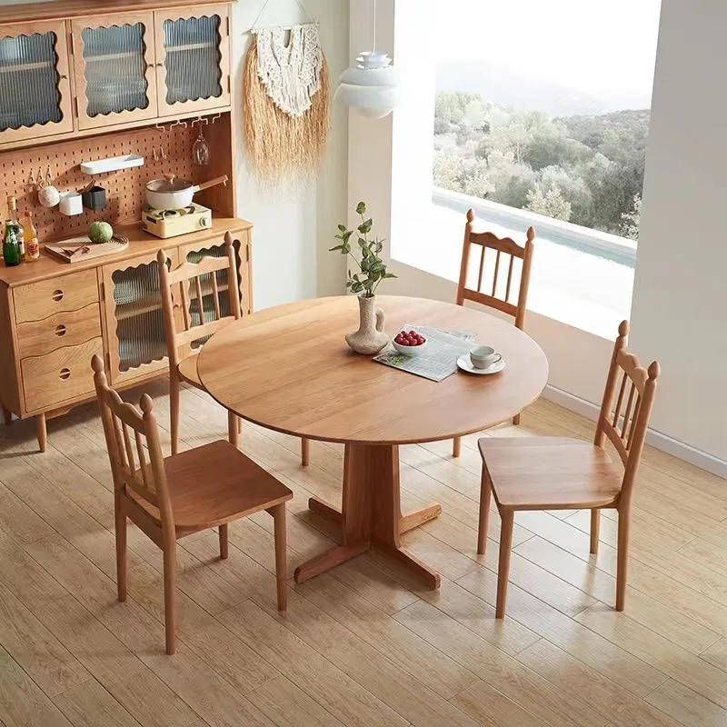 Tavolo da pranzo rotondo legno Scrivania da cucina per la casa naturale con base piedistallo Clearhalo