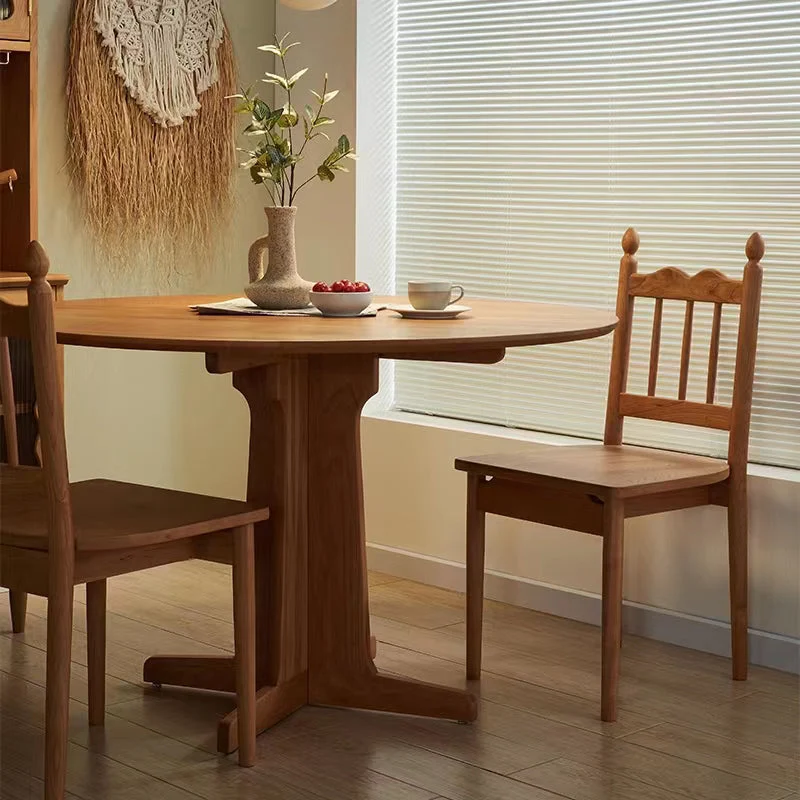 Tavolo da pranzo rotondo legno Scrivania da cucina per la casa naturale con base piedistallo Clearhalo