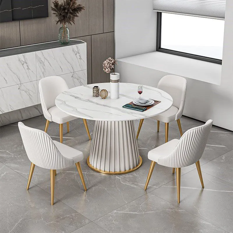 Tavolo da pranzo rotondo di lusso tradizionale con piedistallo per la casa Clearhalo