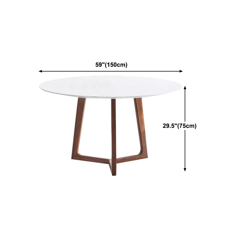 Tavolo da pranzo rotondo moderno con base slitta legno massello con piano pietra Clearhalo