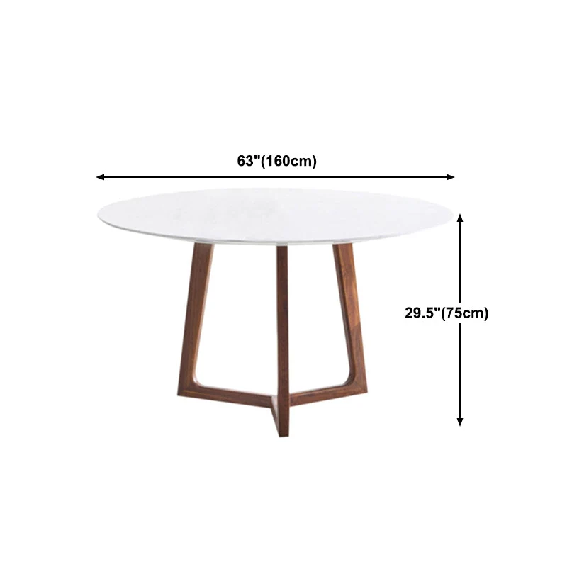 Tavolo da pranzo rotondo moderno con base slitta legno massello con piano pietra Clearhalo