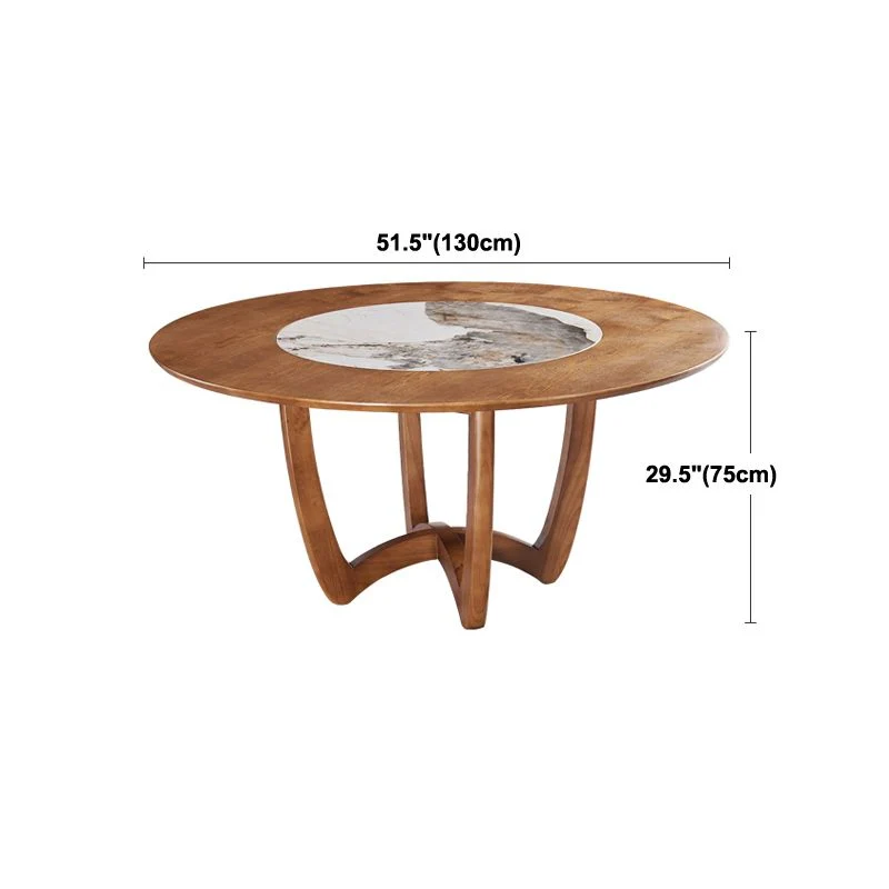 Tavolo da pranzo rotondo moderno con giradischi Tavolo da pranzo con base slitta legno di frassino Clearhalo