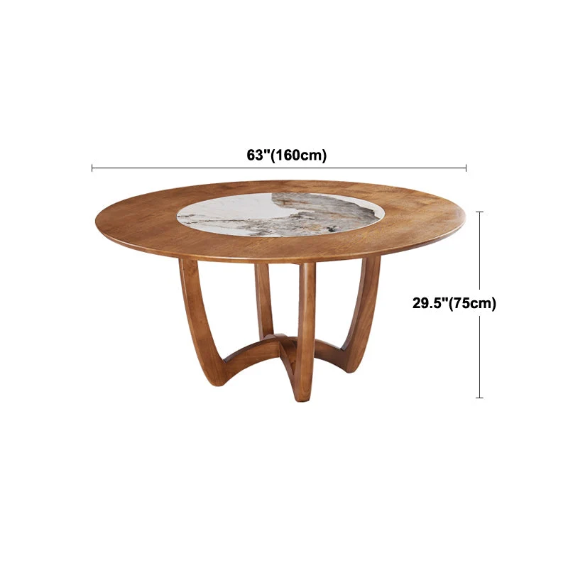 Tavolo da pranzo rotondo moderno con giradischi Tavolo da pranzo con base slitta legno di frassino Clearhalo