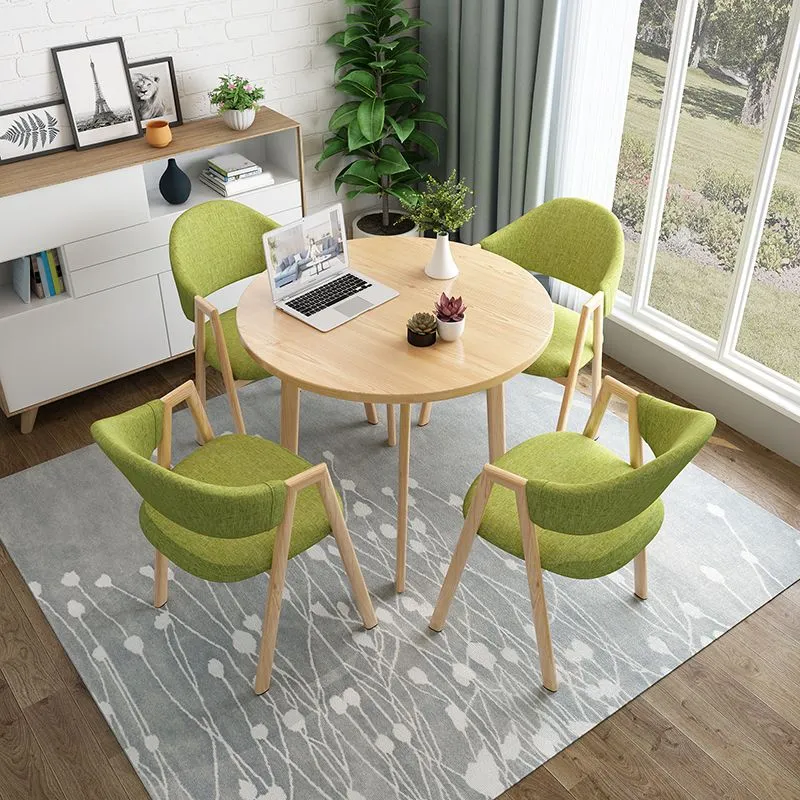 Tavolo da pranzo rotondo moderno con piano legno naturale per 2 persone Clearhalo