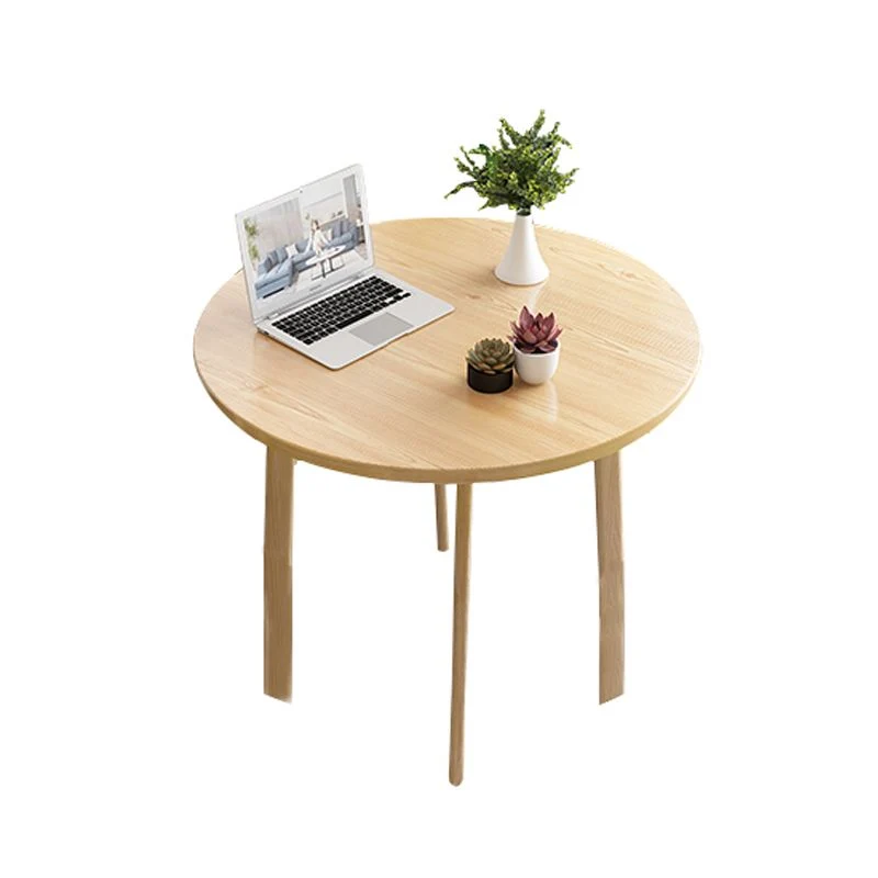 Tavolo da pranzo rotondo moderno con piano legno naturale per 2 persone Clearhalo