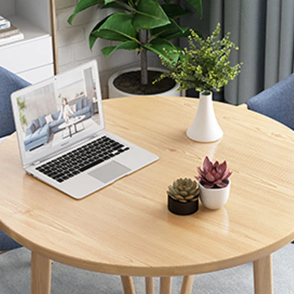 Tavolo da pranzo rotondo moderno con piano legno naturale per 2 persone Clearhalo