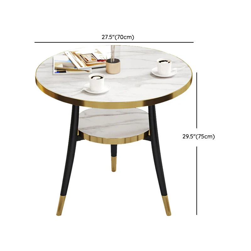 Tavolo da pranzo rotondo moderno con piano legno bianco con contenitore Clearhalo