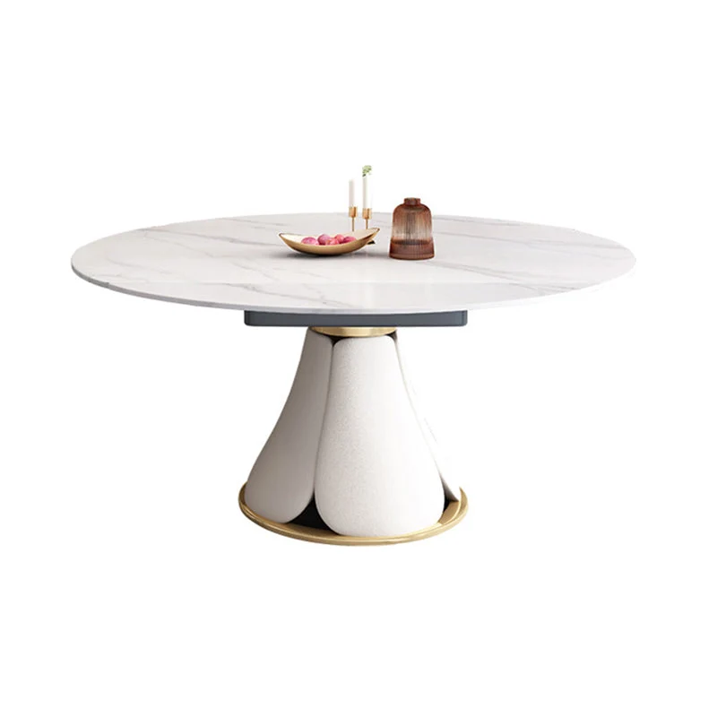 Tavolo da pranzo rotondo moderno con piedistallo Tavolo pietra per sala da pranzo Cucina Clearhalo