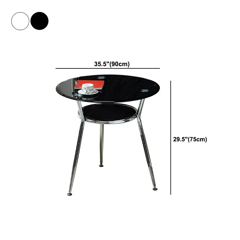 Tavolo da pranzo rotondo moderno metallo Tavolo con piano vetro per sala da pranzo Clearhalo